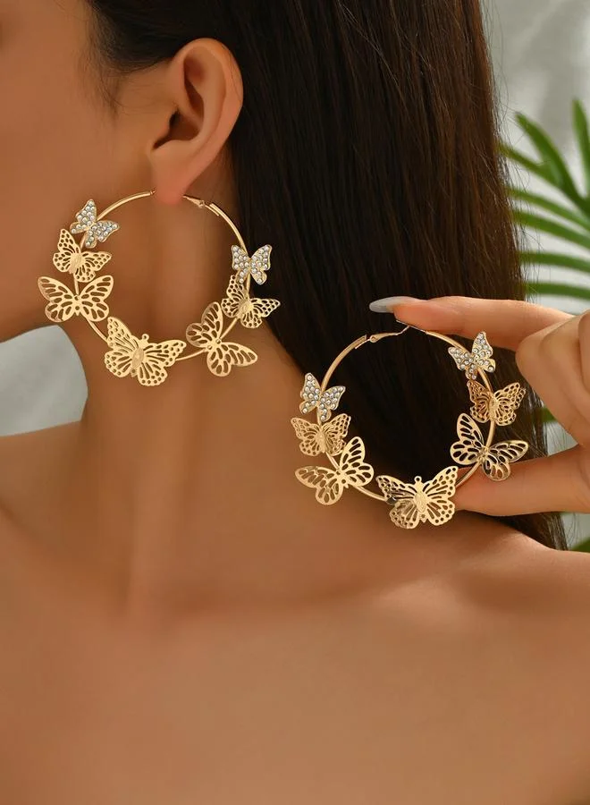 Take Two Women Hoop Butterfly Earrings